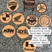 Custom Made! Motorcycle Cork Round Beverage Coasters, Set of 11, w/ Black Stand