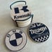 Custom Made! Motorcycle Cork Round Beverage Coasters, Set of 11, w/ Black Stand