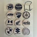 Custom Made! Motorcycle Cork Round Beverage Coasters, Set of 11, w/ Black Stand