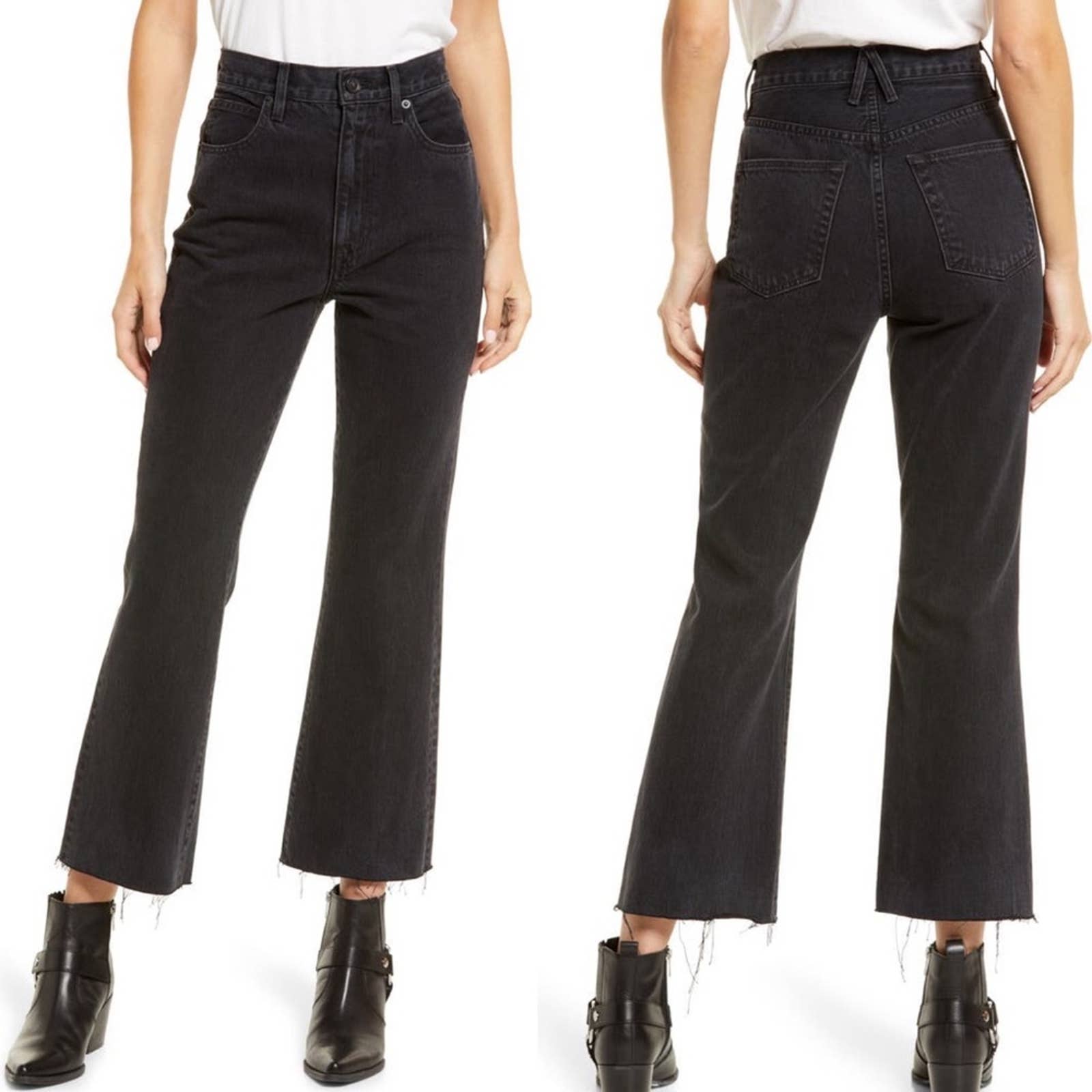 Nwt SLVRLAKE Frankie High Rise Raw Hem Flared Jeans in Shadow Ridge Size 31