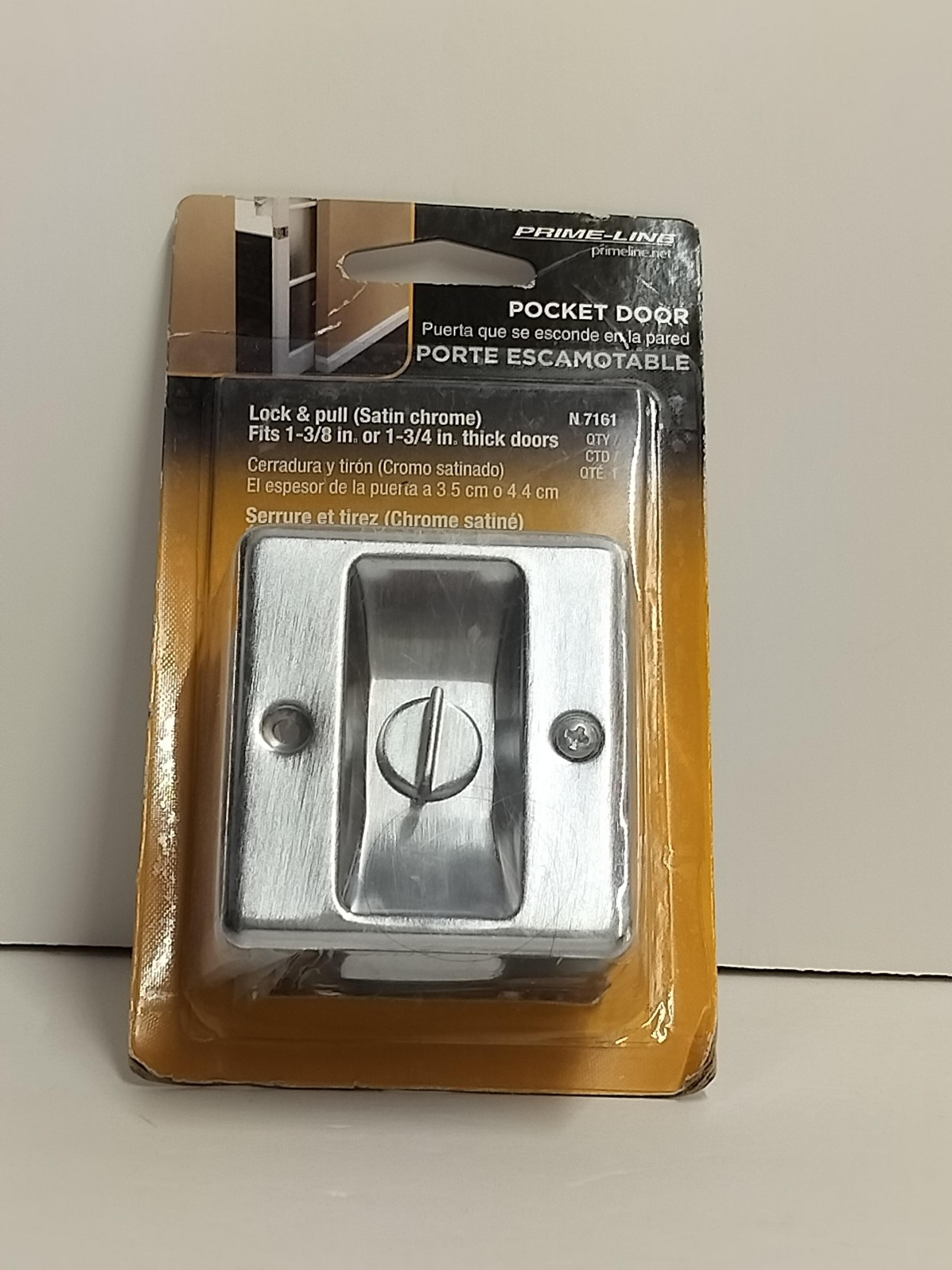 Prime-Line Pocket Sliding Pocket  Door Privacy Handle Lock & Pull Hardware Set.
