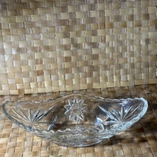 Vintage hand cut crystal Relish pickle olive salads boat style bowl dish decor