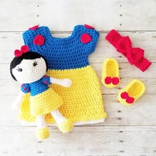 Crochet Baby Snow White Costume Disney Princess Doll Baby Girl Photo Prop
