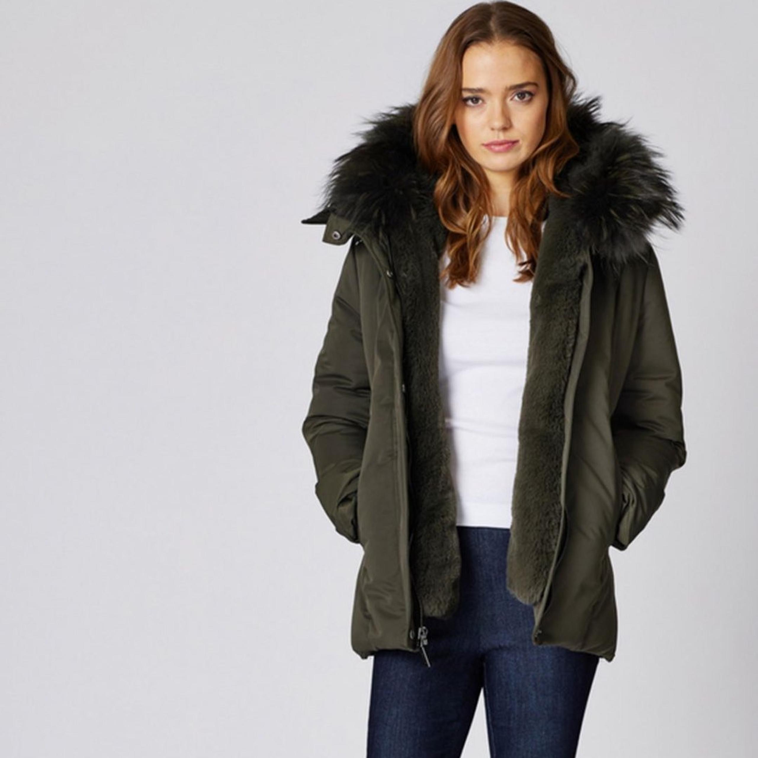 Luka Fitted Parka with Velvet and Fur Tr