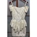 Gunne Sax Jessica McClintock Vintage 80s Ivory Brocade Off Shoulder Peplum Dress