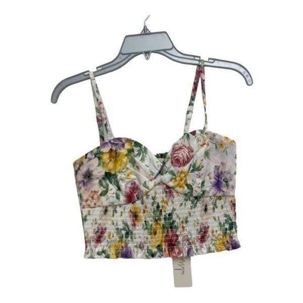 NWT Petersyn Lilia floral top in Atlantic with zipper back XS 100% cotton