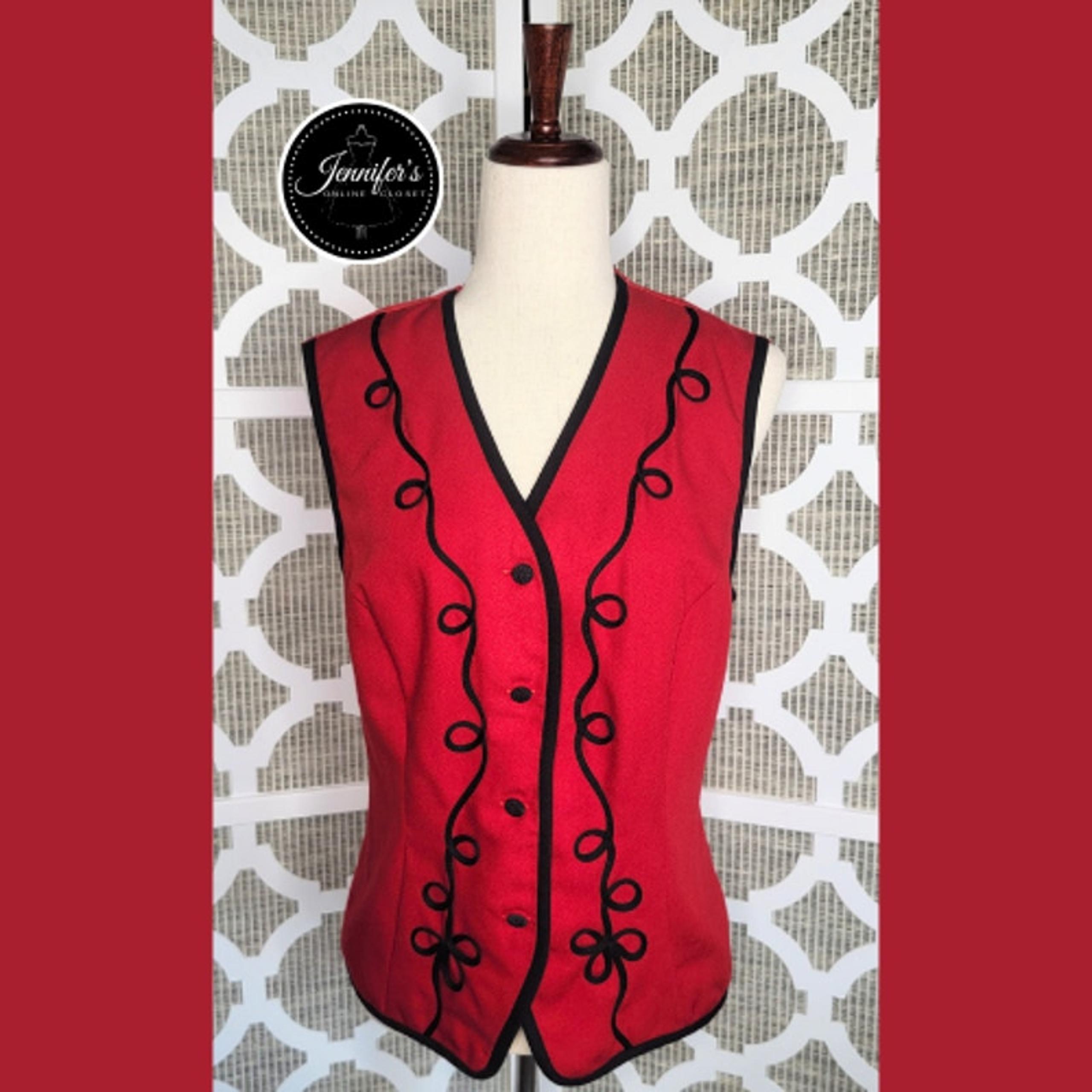Norton McNaughton Women's Vintage Red with Black Swirl Trim Vest Size 10