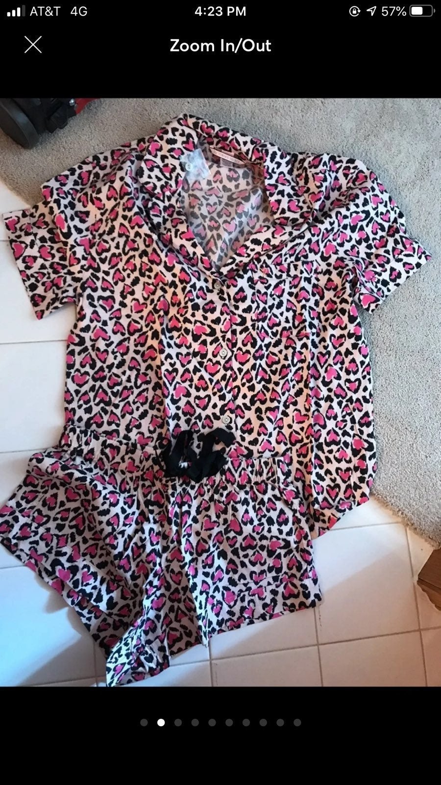 Vs boxer pj set flannel pink leopard xs