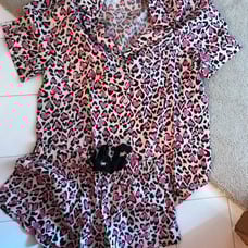 Vs boxer pj set flannel pink leopard xs