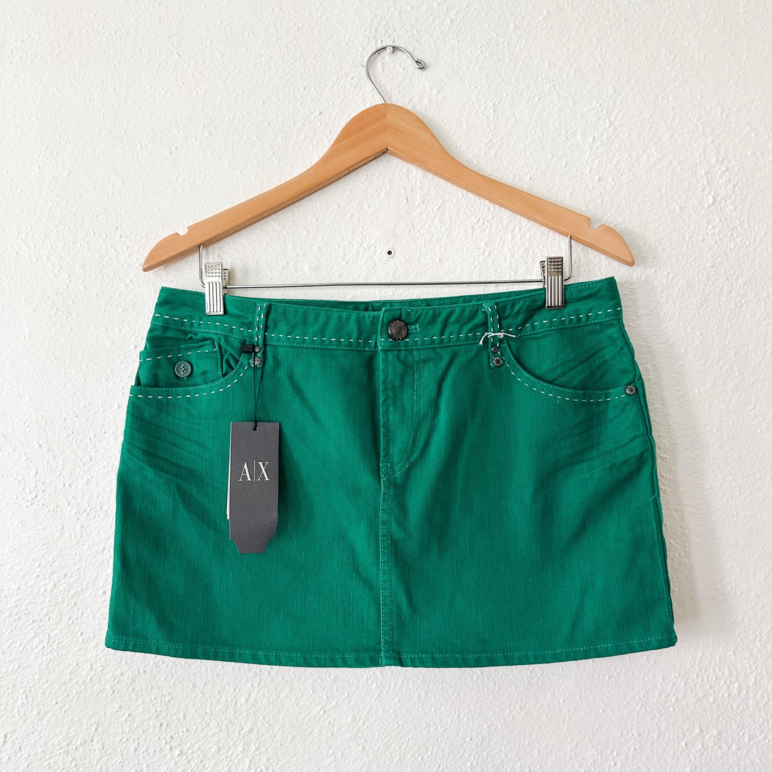 A|X Armani Exchange Womens Green Denim Mini Skirt, sz 12