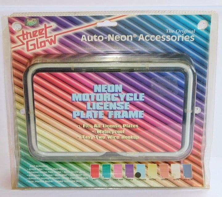 New Street Glow Neon Motorcycle License Plate Frame Neon Accessories Blue