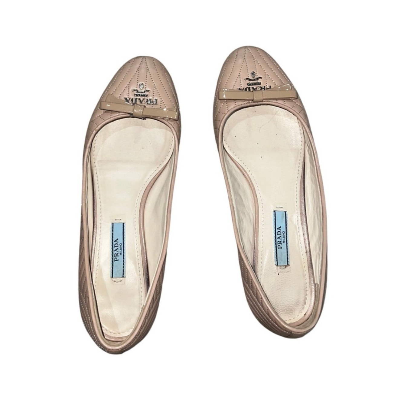 Prada Beige Quilted Leather Nude Flats EU Size 36