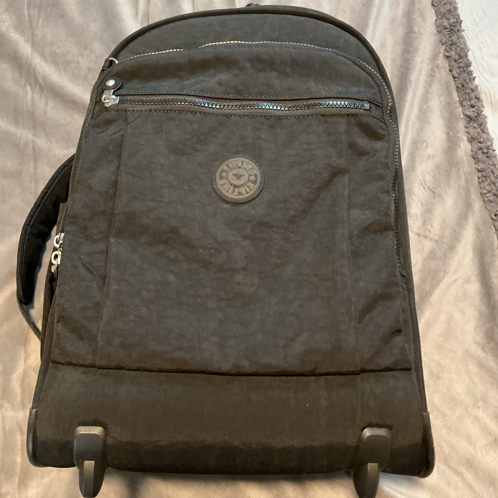 Kipling Gaze Large Printed Rolling Backpack Retractable Handle Black