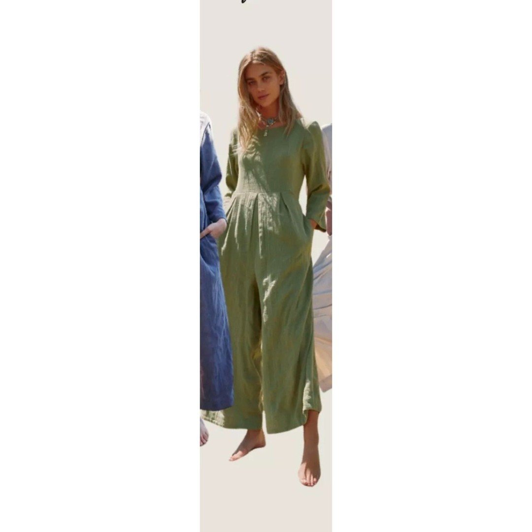 Free people Shiloh Cotton Linen Jumpsuit