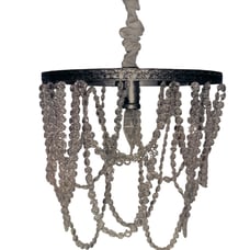 Vintage 2004 Acrylic Bead Pewter Hanging Ceiling Chandelier Light 2 Available