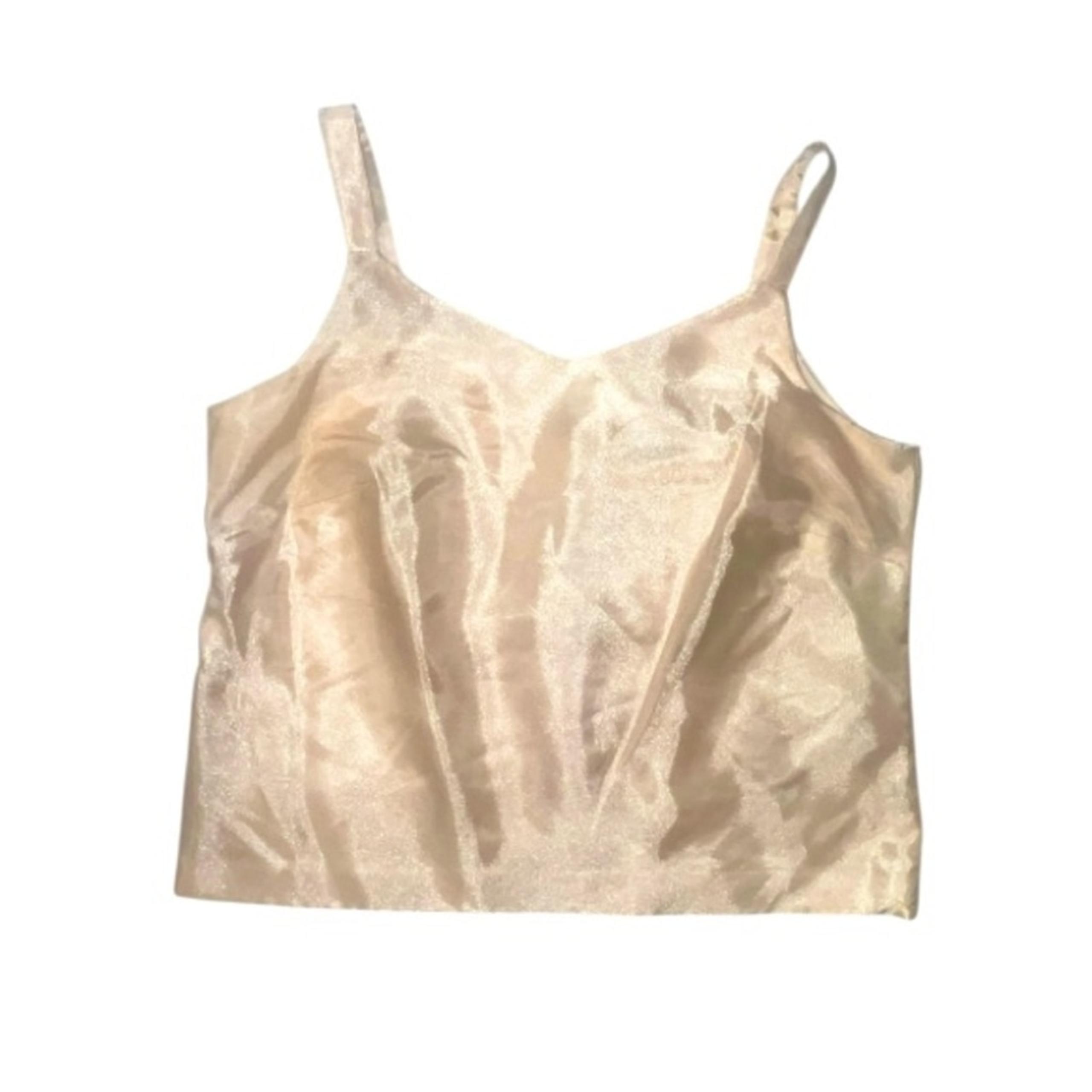 Huey Waltzer For Saks Fifth Ave Gold Shiny Metallic Tank Top Blouse Size 2X