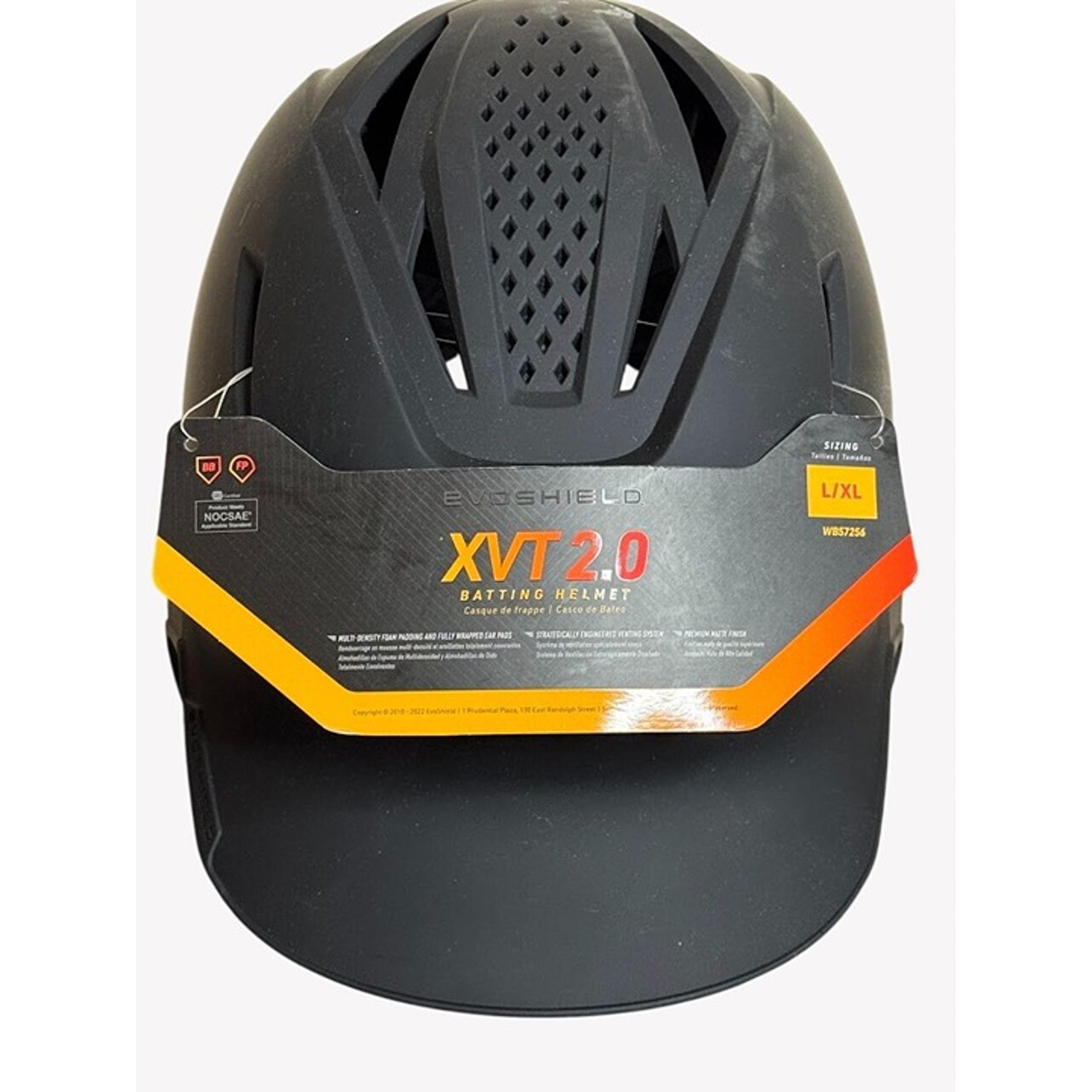 EvoShield XVT 2.0 Batting Helmet L/XL Matte Black Lightweight Protective Gear