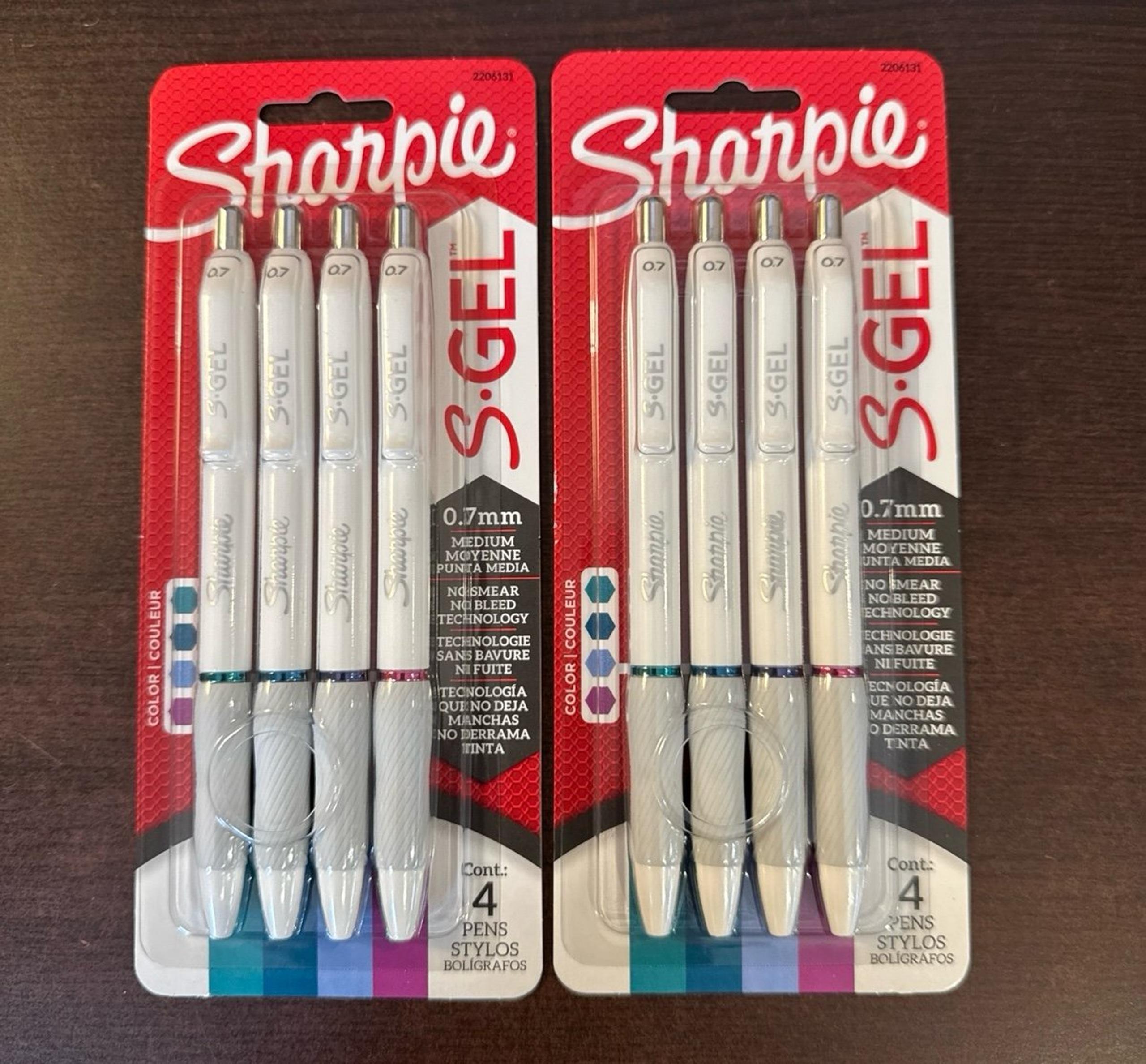Sharpie S Gel Pens, Medium Point, 0.7 mm Assorted Ink, Lot 8 White Barrel