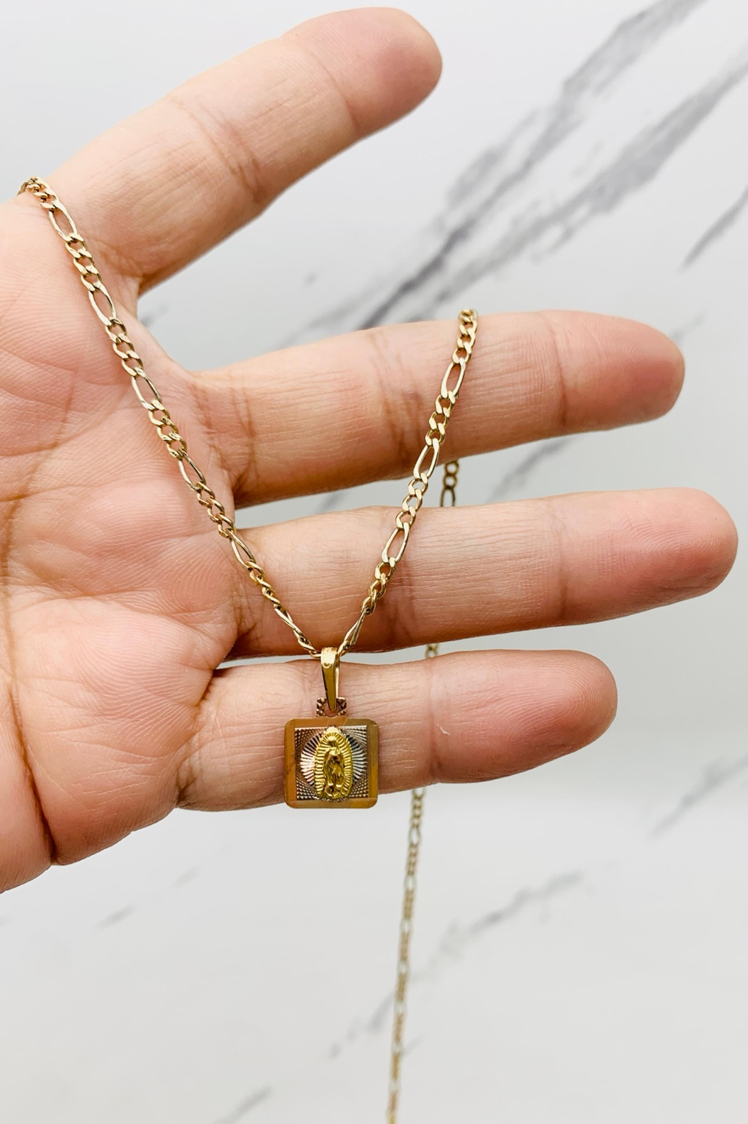 10k gold necklace and pendant Virgin Mary 
❤️ Virgen de Guadalupe