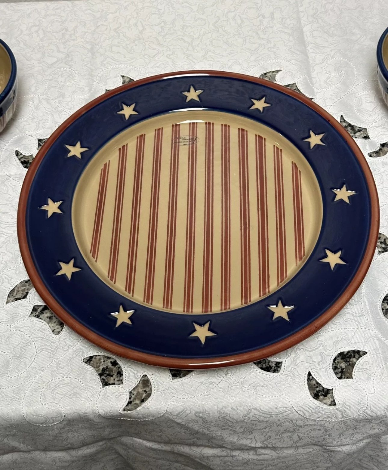 **BEAUTIFUL** **NEW** Vintage Stars & Stripes 12”Large Platter From Park Design