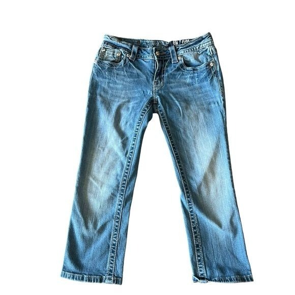 Miss Me Capri Jeans Pants Angel Wings Denim Rhinestones Bling Womens Size 27