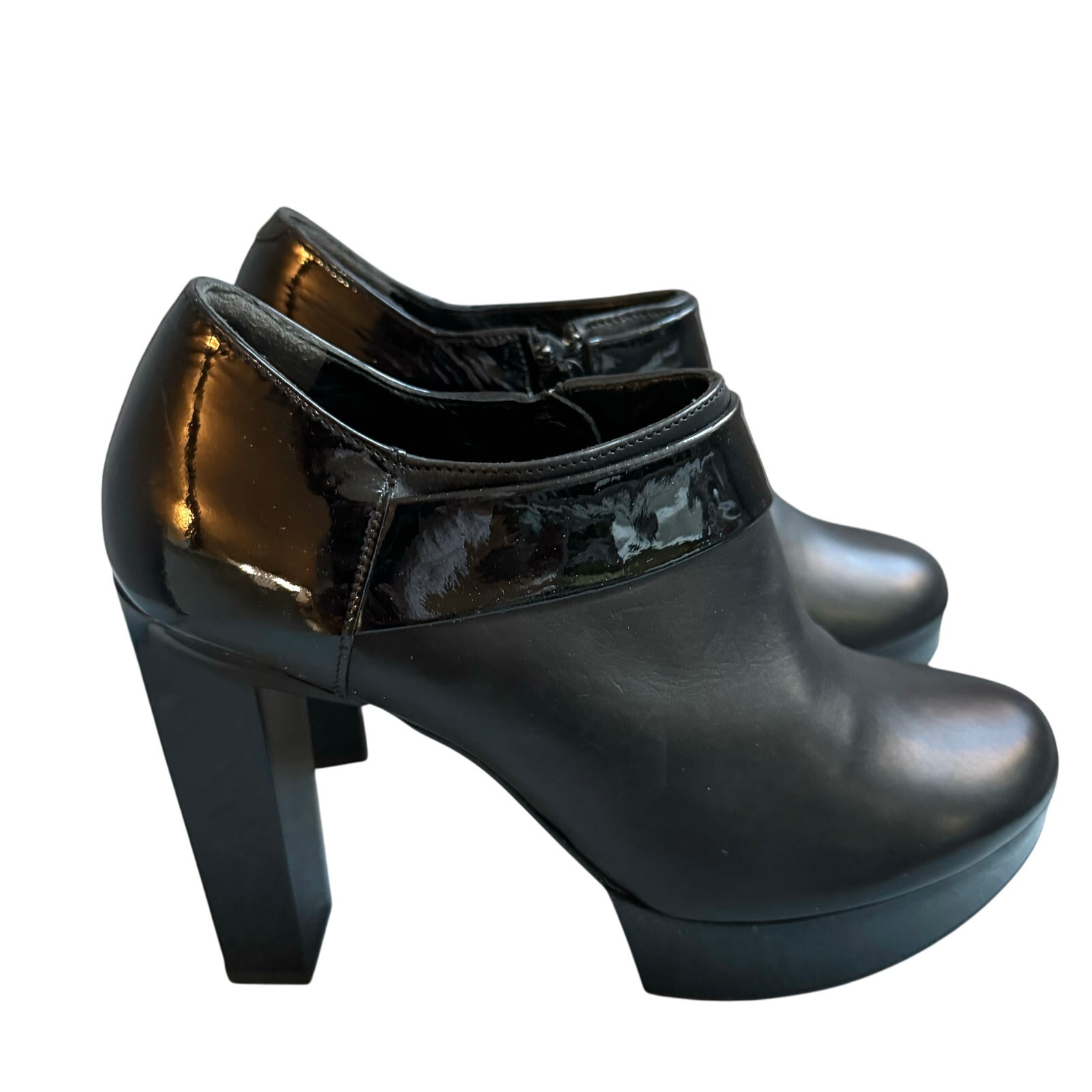 Robert Clergerie Black Patent Leather Platform Booties Heel Women's 6 France