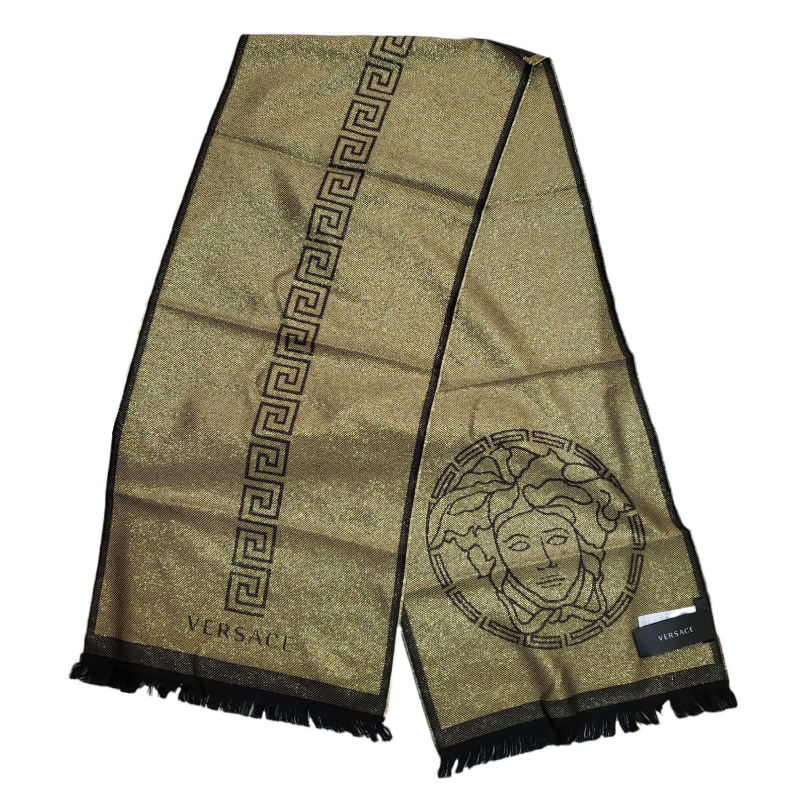 Versace Greca and Medusa Gold Shimmer Scarf
