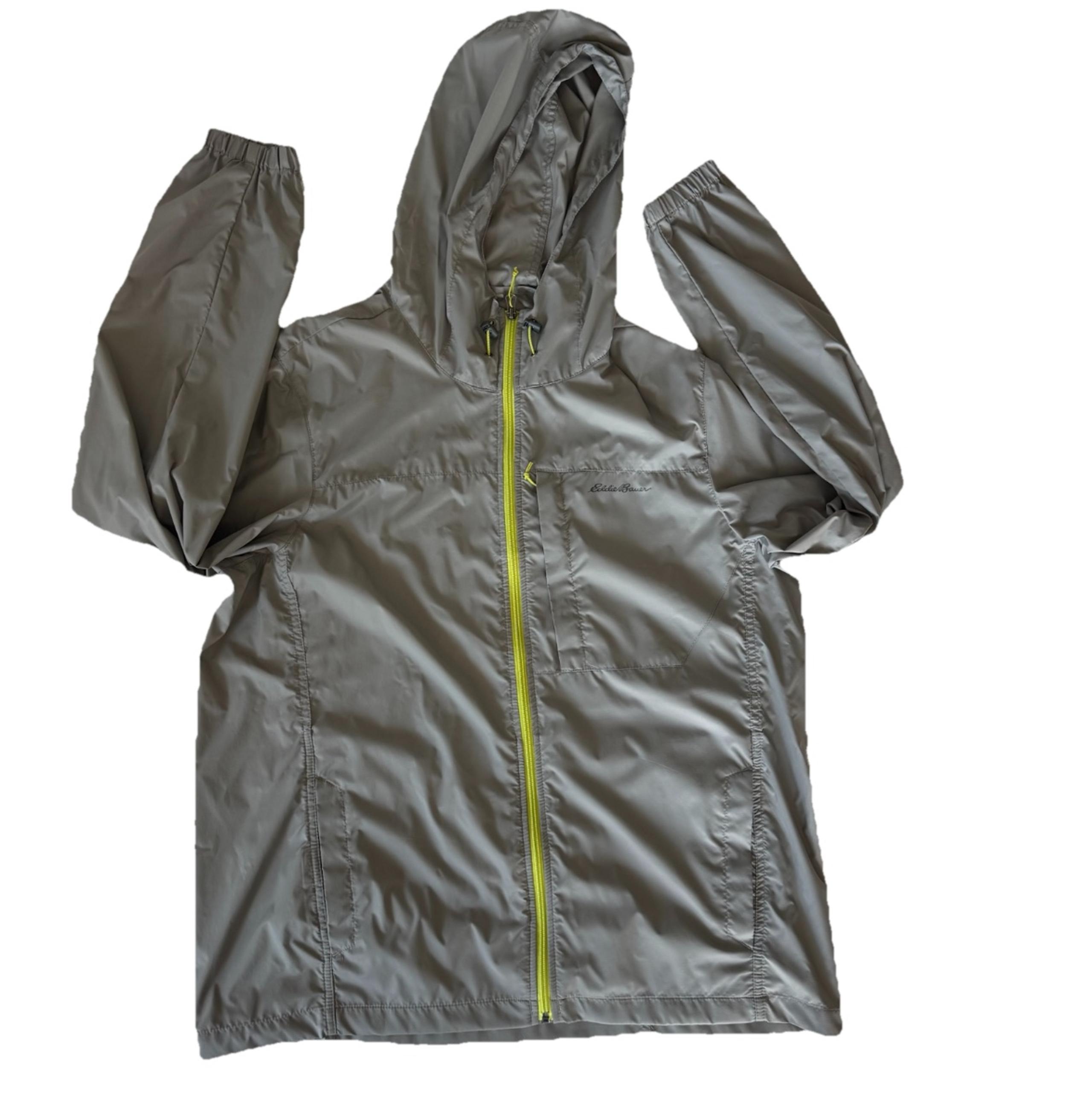 Eddie Bauer Windbreaker Hoodie Jacket Men's L Zip Packable Hiking Streetwear