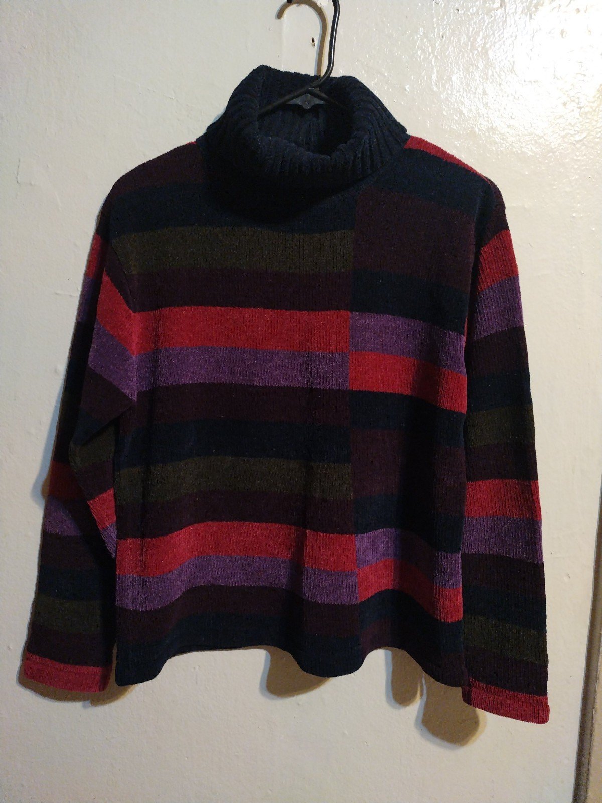 Vintage 90s Silk Multicolor Striped Turtle Neck Dressbarn Knit Sweater Sz S/M/L