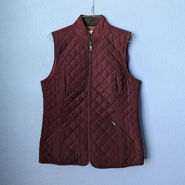 Women's Orvis Vest Insulated Maroon Red Wine Quilted Small Pockets Lightweight S