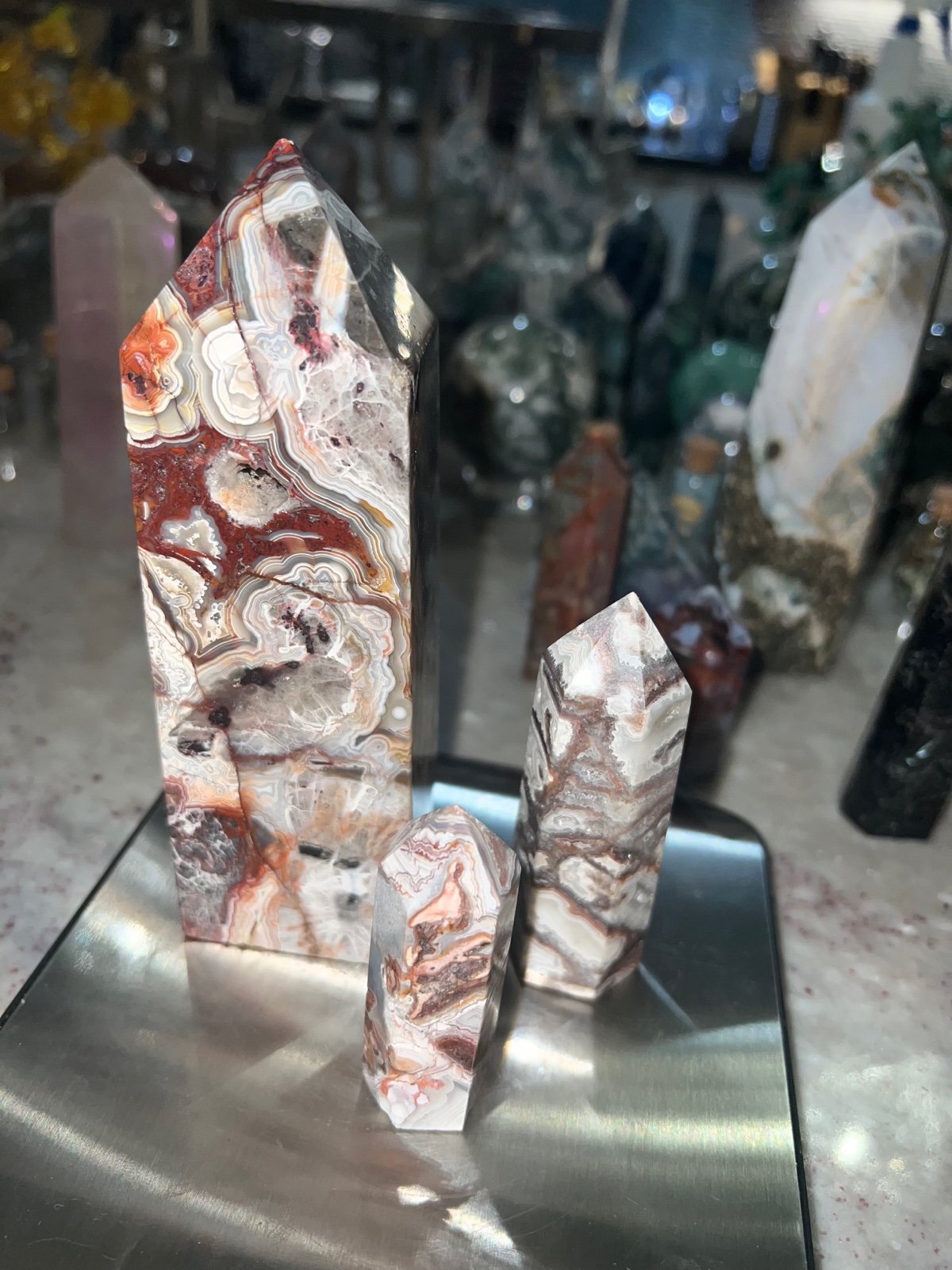 Crazy Lace Agate Tower set