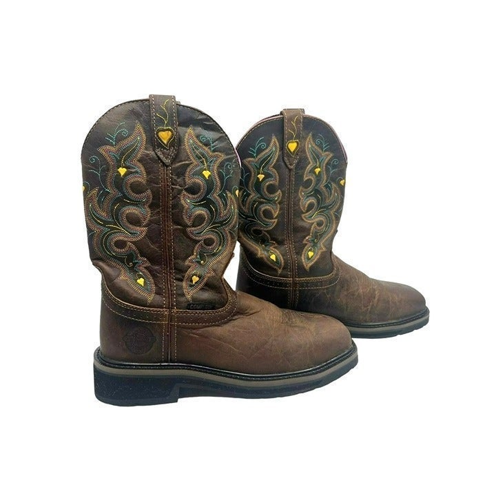 Justin Women's Sunney Brown Square Composite Toe Work Boots SZ. 8B WKL4664 EUC