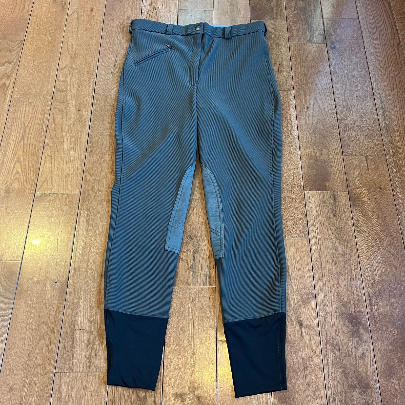 Womens Tuffrider Ribbed Knee Patch Breeches Dark Grey 10013-33 sz 32 / 29 ins