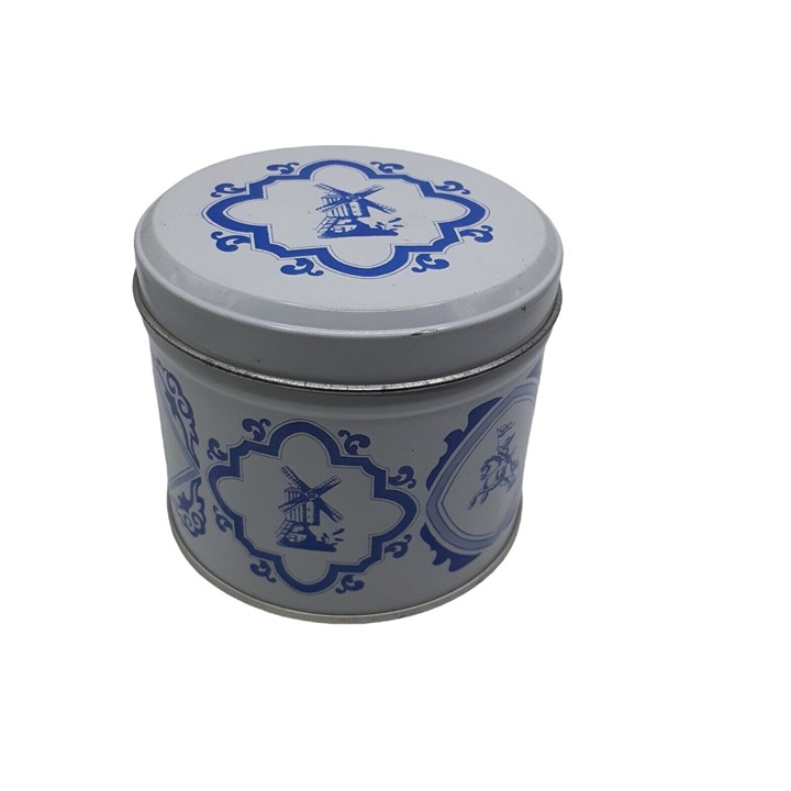 Collector Tin Holland Dutch Cookie Candy Windmills Netherlands Delft Vintage