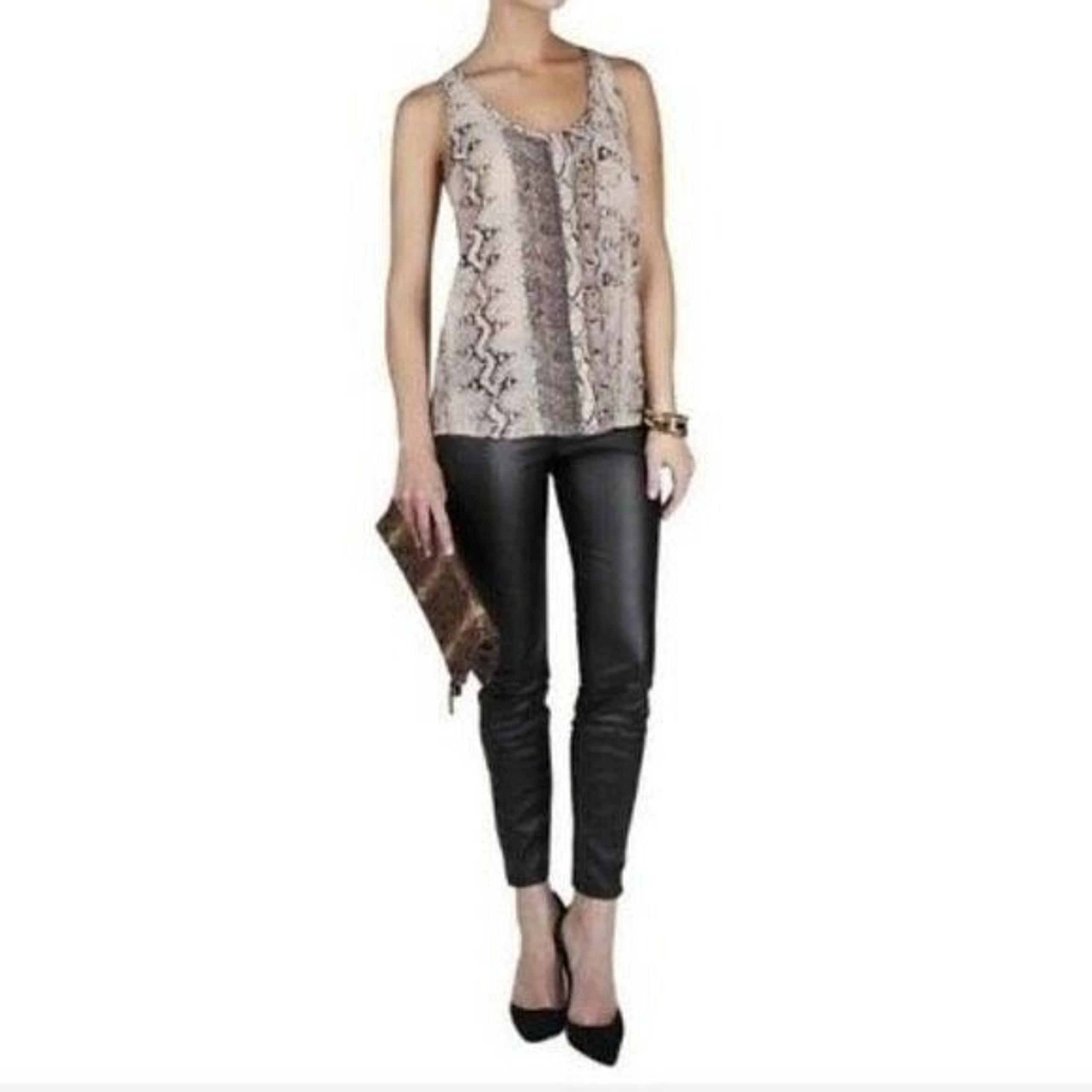 Joie Tank Top Womens Size Large Alicia Snakeskin Print Silk Cami Gray Black