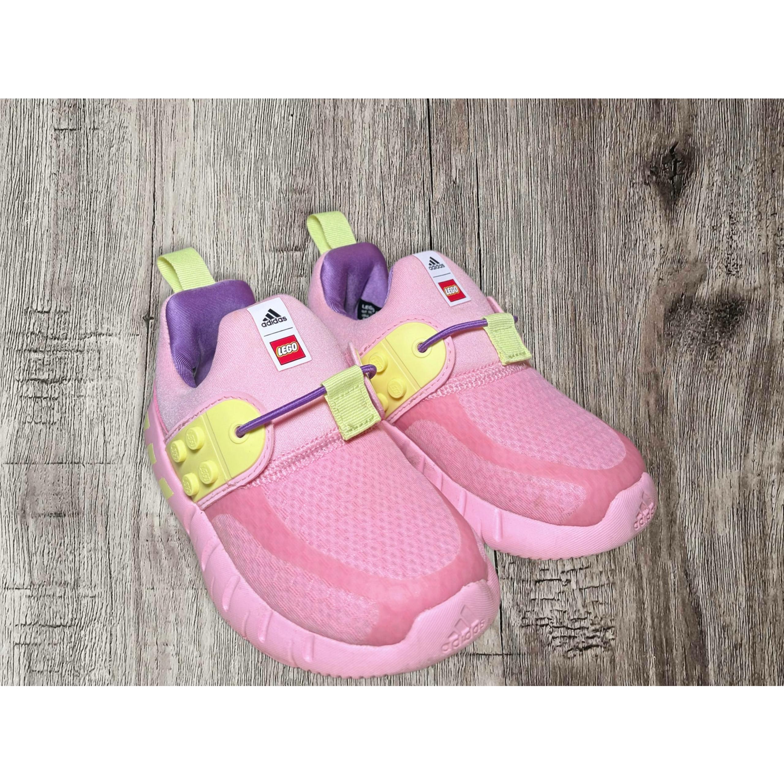 Adidas legos pink and yellow kids shoes size 7.5