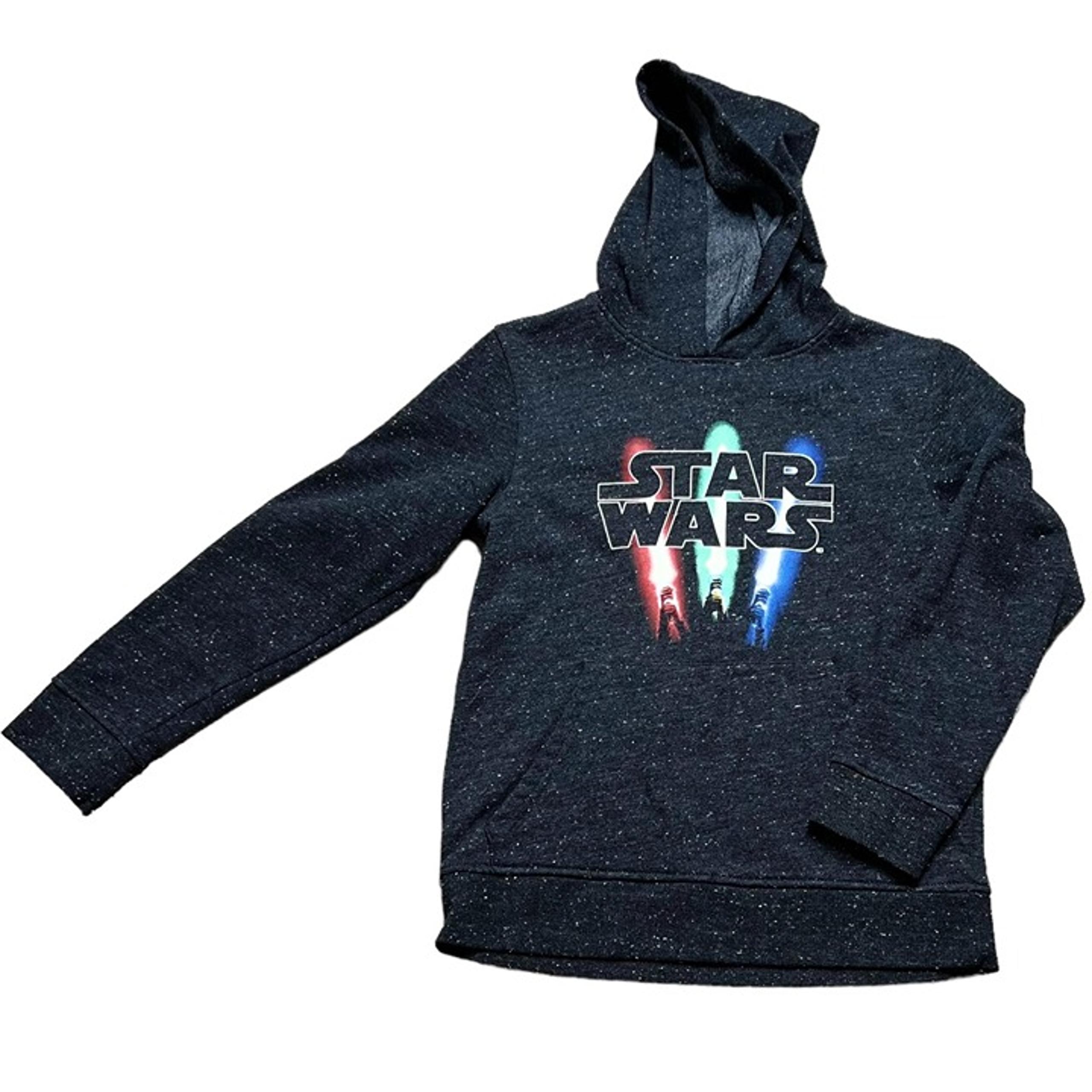 Star Wars Sweatshirt Youth Size L Grey Speckled Light Sabers Fleece Lined