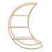 Gold Metal and Whitewash Wood Moon Wall Shelf