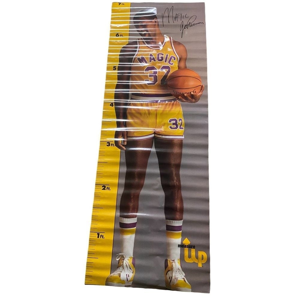 Magic Johnson 1987 Measure Up LA Lakers Poster 82 X 30 Sealed In Plastic