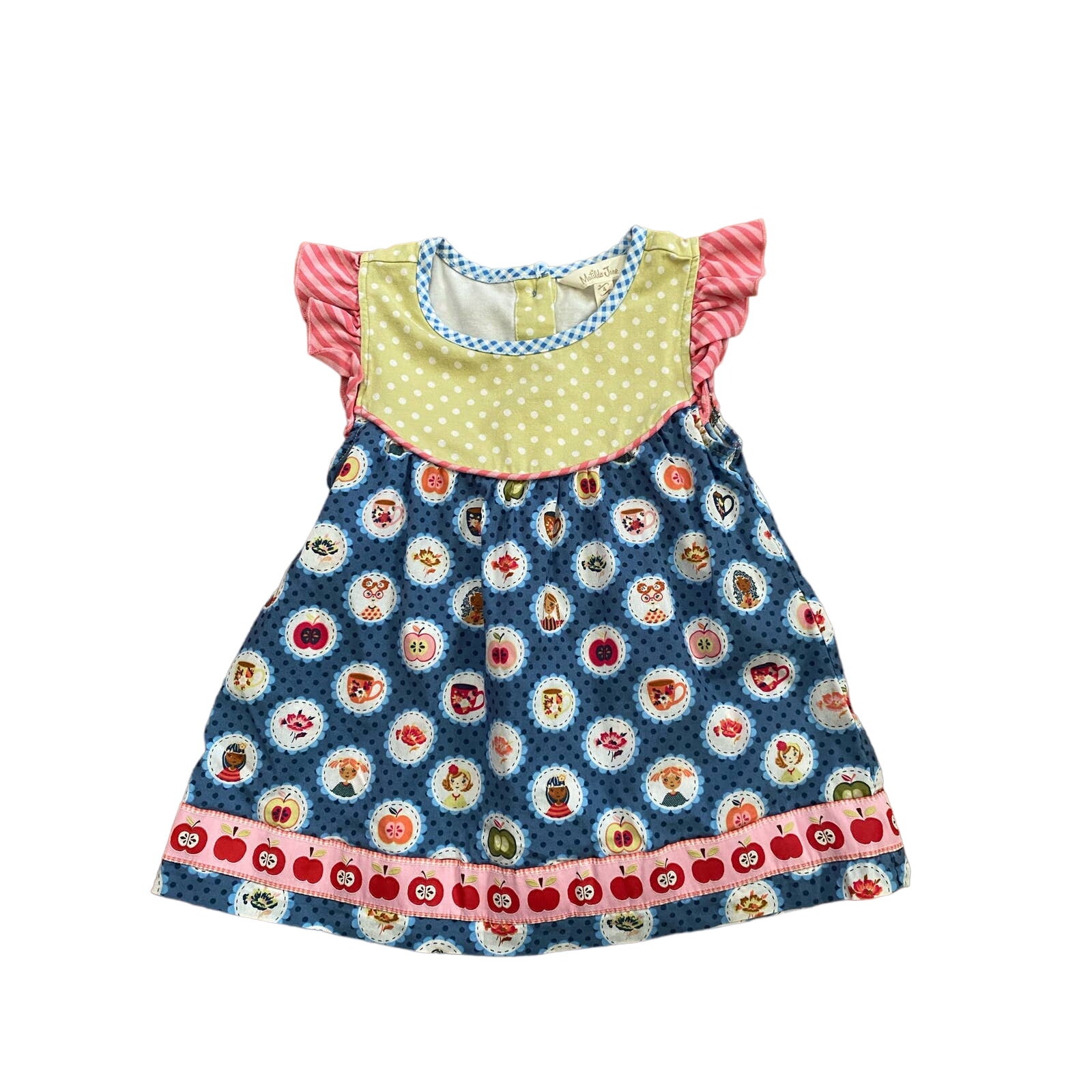 Matilda Jane CAMEO GIRLS FLUTTER Top Tunic Size 4 Apples School Polka Dot