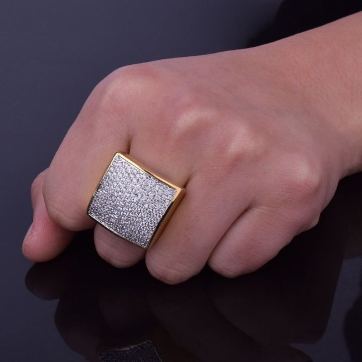 NEW | Oval Square Cubic Stone Style Iced Out Ring