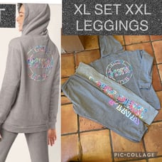 Vs PINK fleece pullover hoodie classic pant cotton leggings RARE SET XL XXL