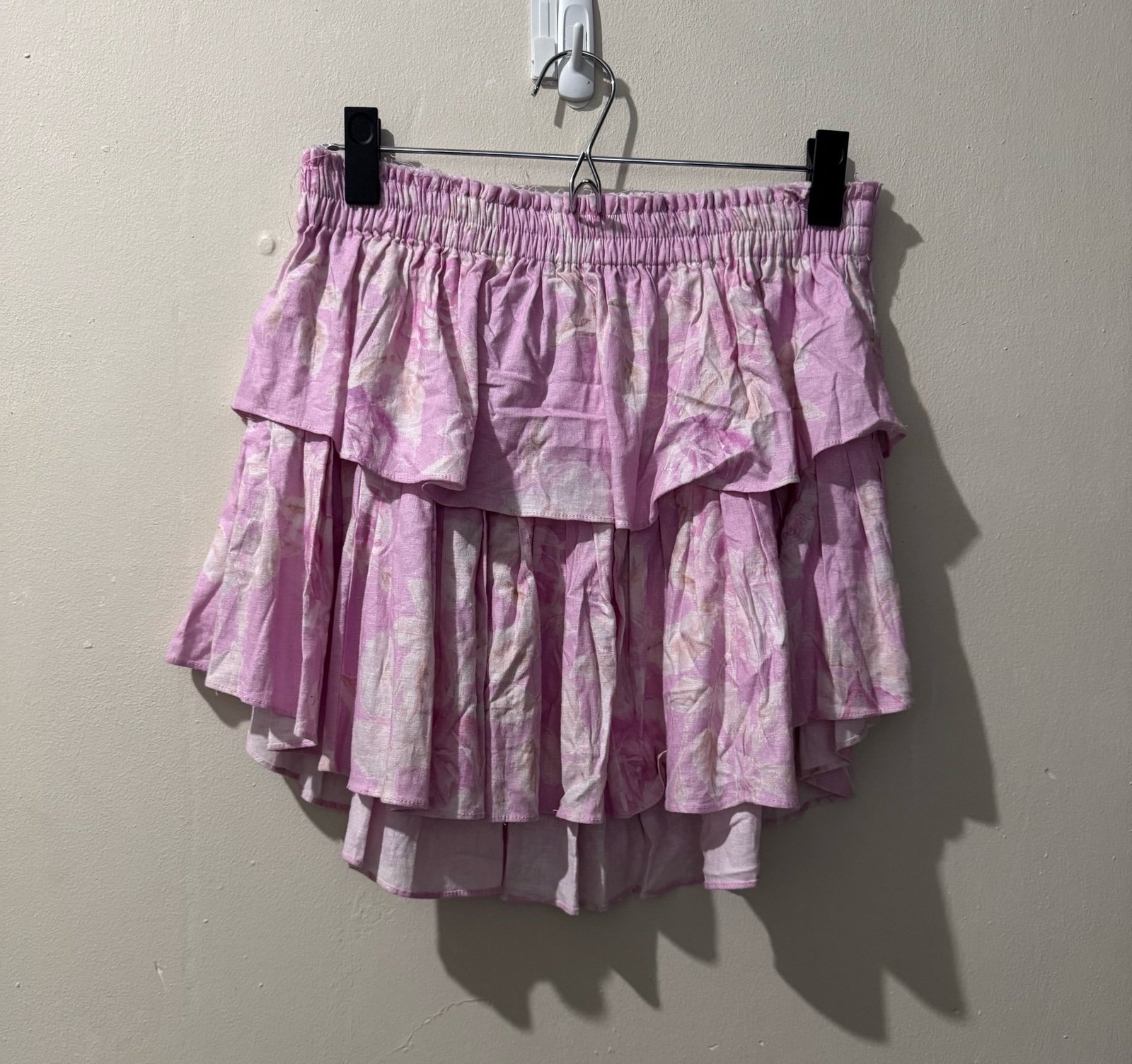 LoveShackFancy ruffle mini skirt in Powder Pink size Medium