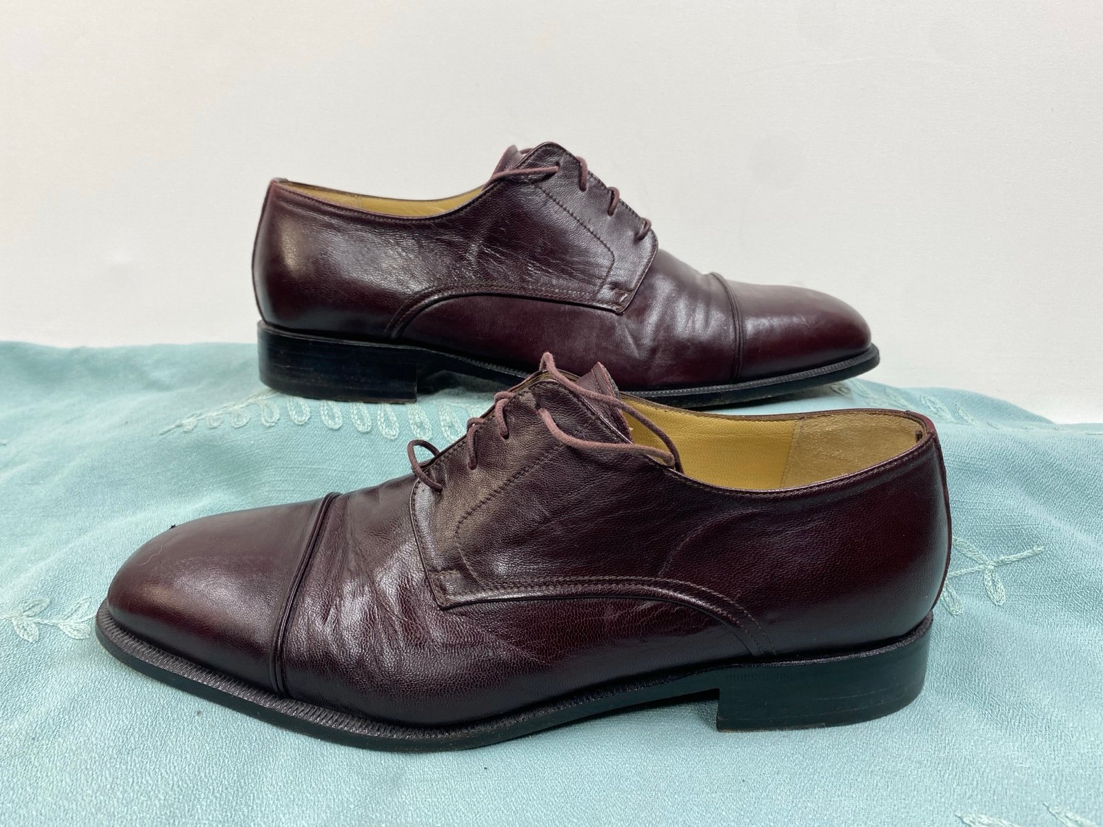 Men's Principe Italy dark brown Calf Leather Classic Cap-Toe Oxford Sz 10.5 D