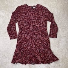 Vintage Hartsville women's Small Rose Pattern Long sleeve Sz 12 Fishtail Dress