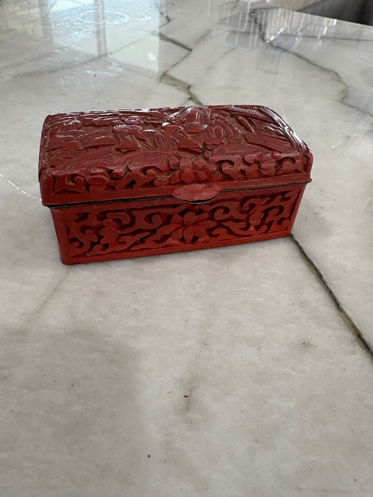 Chinese Red Cinnabar Carved Lacquer Box
