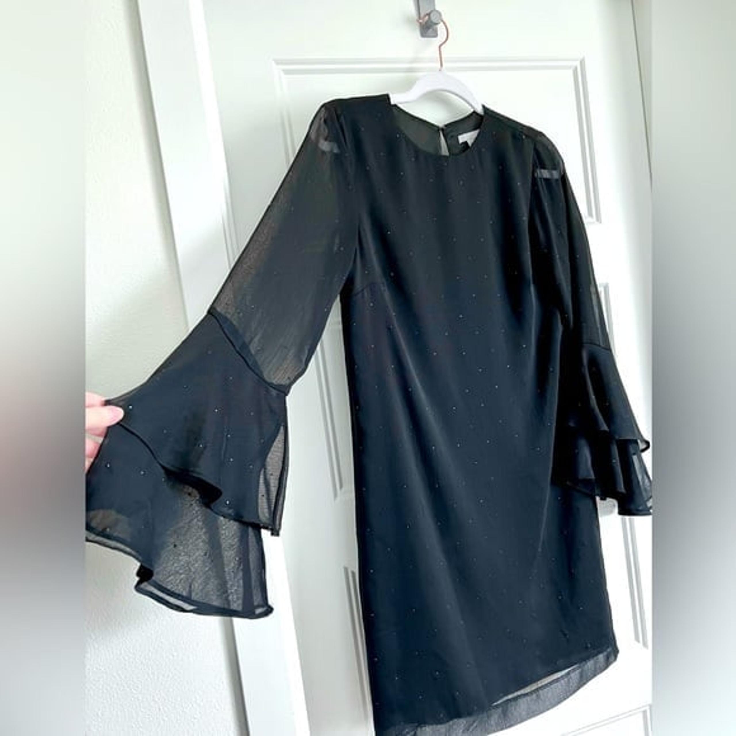 H&M | Long Sleeve Black Dress with Sparkle Wednesday Addams vibe