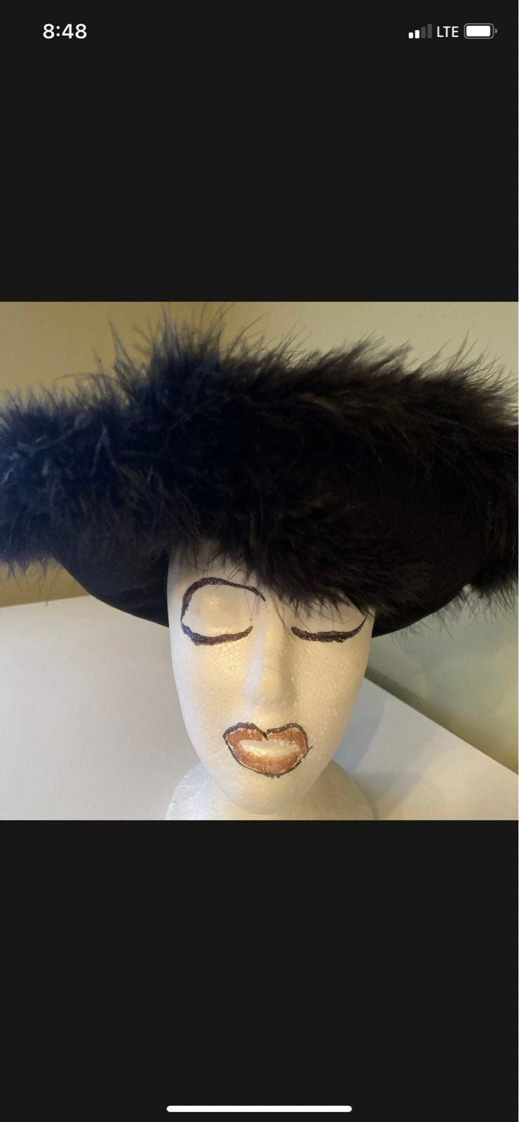Lovely Arlin Black Wool Feather Embellished Church Hat