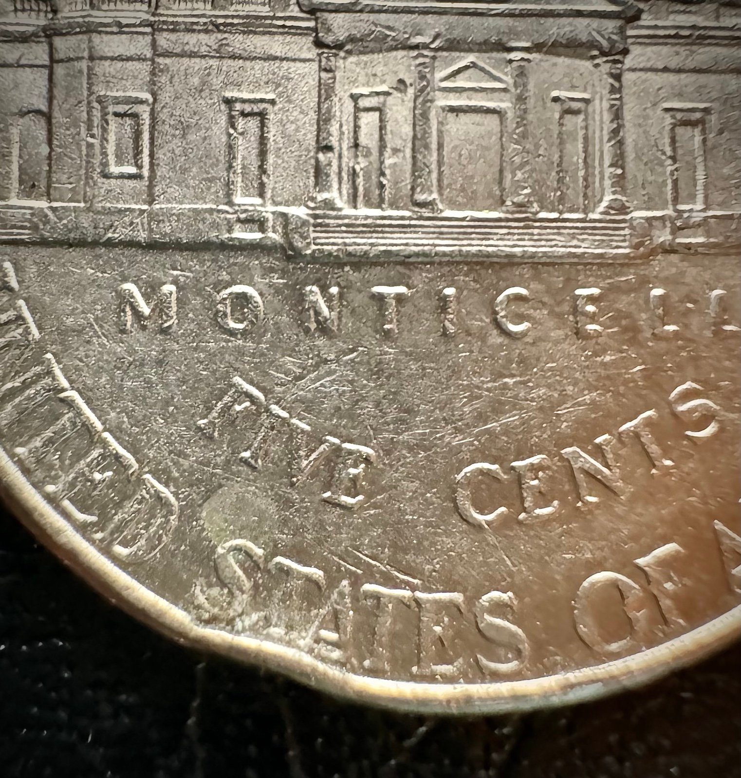 2018 p jefferson nickel W Strike-Thru & Cud Die Break (Mint