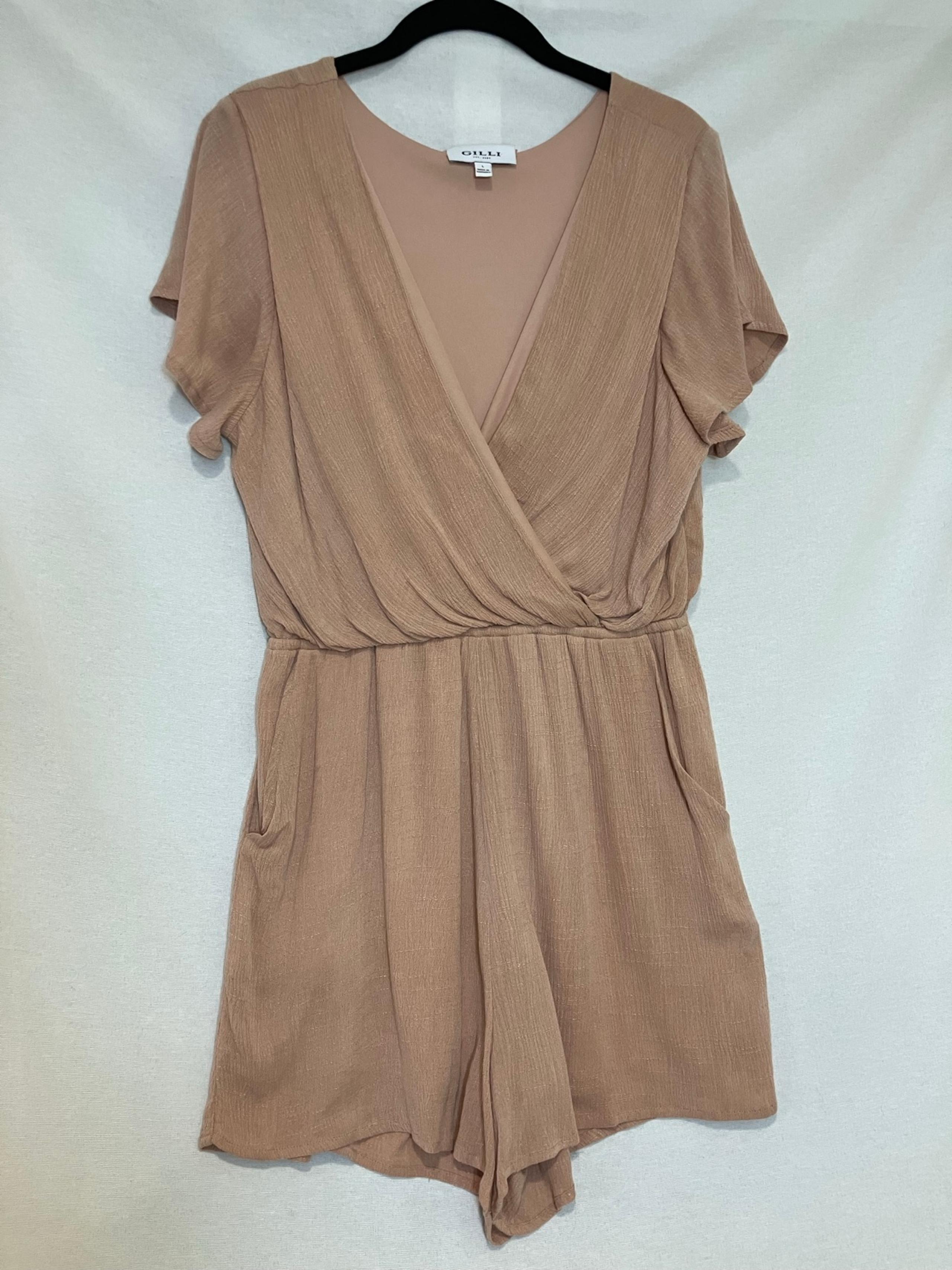GILLI Women's Romper Faux Wrap Size Large Elastic Waist Summer Comfort Cottage